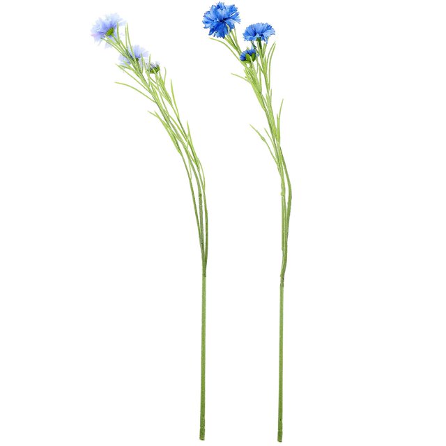 2pcs Artificial Cornflower Bunches Fake 3-head Cornflower Realistic Flower Decor