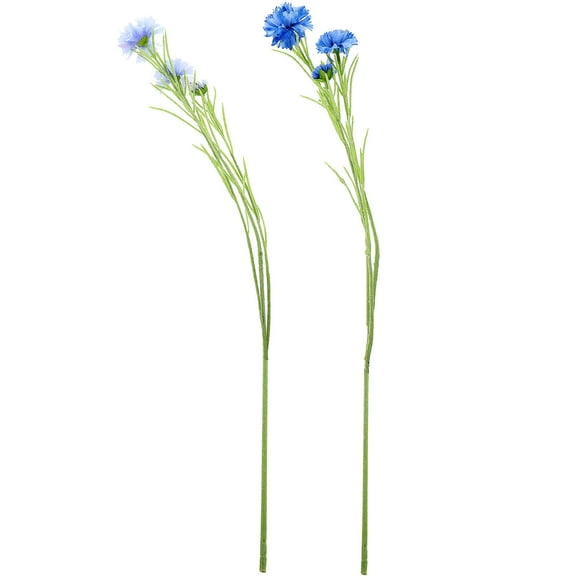 2pcs Artificial Cornflower Bunches Fake 3-head Cornflower Realistic Flower Decor