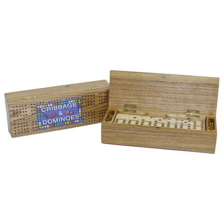 Cribbage Box with Double 6 Dominoes