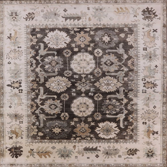 Ahgly Company Machine Washable Indoor Square Industrial Modern Brown Brown Area Rugs, 4' Square
