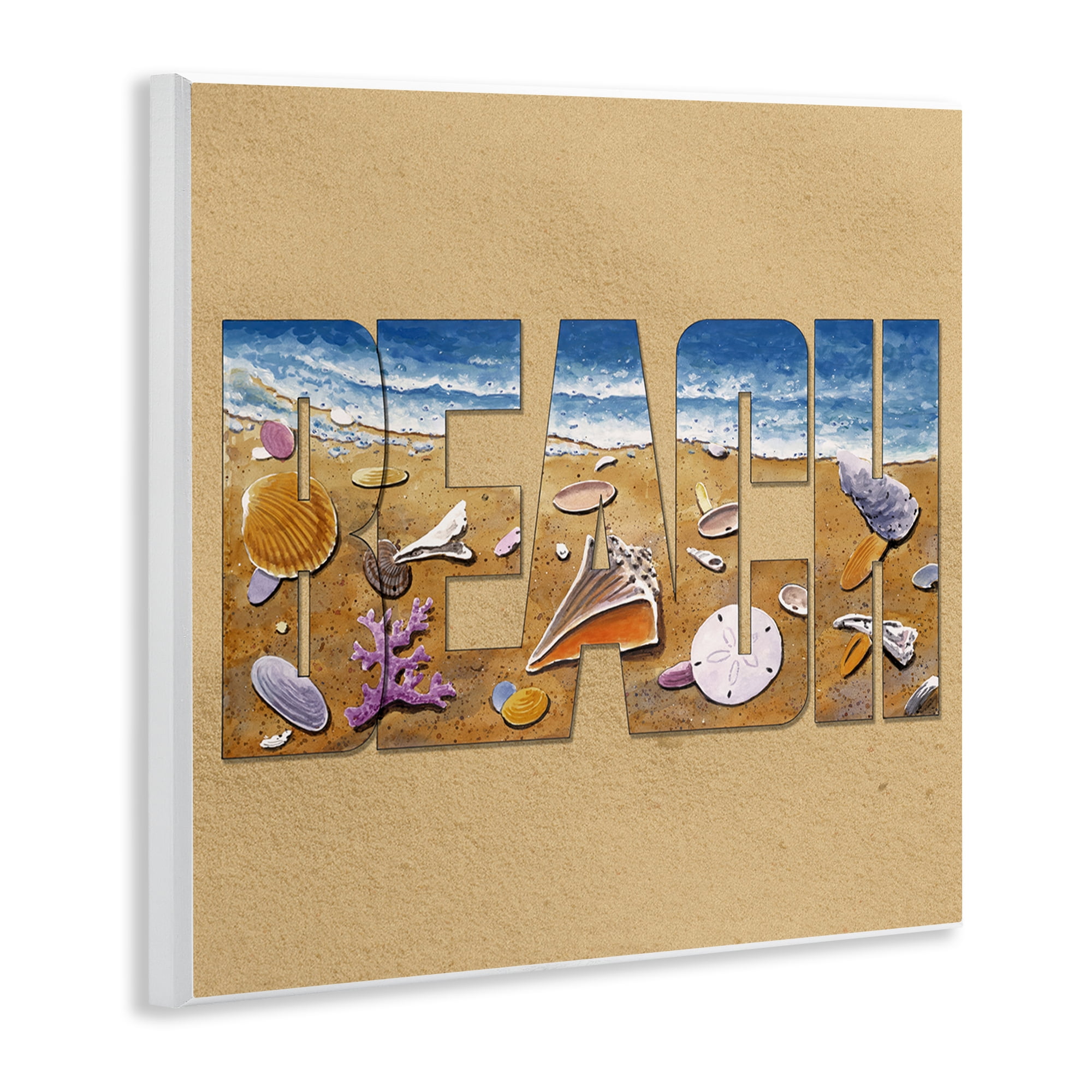 Stupell Industries Beach Letters Outline Nautical & Beach Painting Unframed Art Print Wall Art, 12 x 12