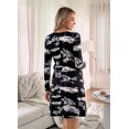 thumbnail image 6 of Bearsland Women's Maternity Midi Dress Long Sleeve Casual Stretchy Pregnancy Dresses With Belt, 6 of 6