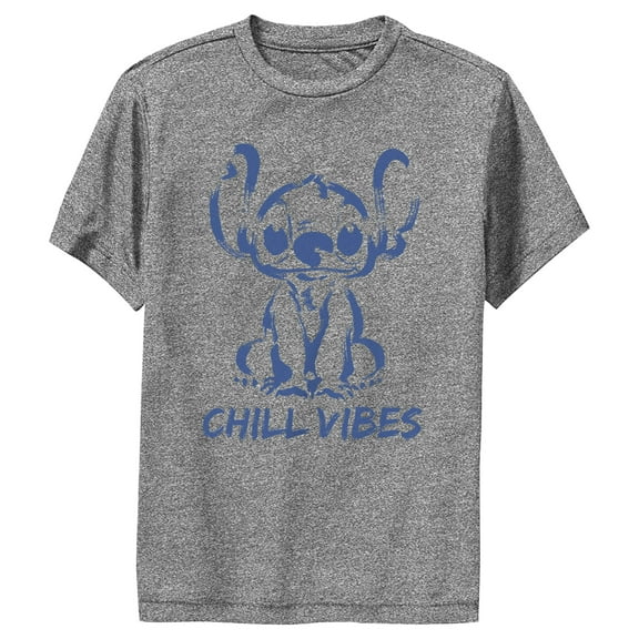 Boy's Lilo & Stitch Chill Vibes Stitch Performance Graphic Tee Charcoal Heather Small