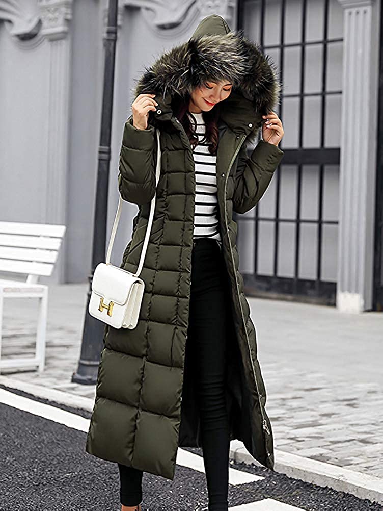 Women's Down Jacket Thickened Long Hooded Coat Outerwear Winter Quilted  Jacket Puffer Coat