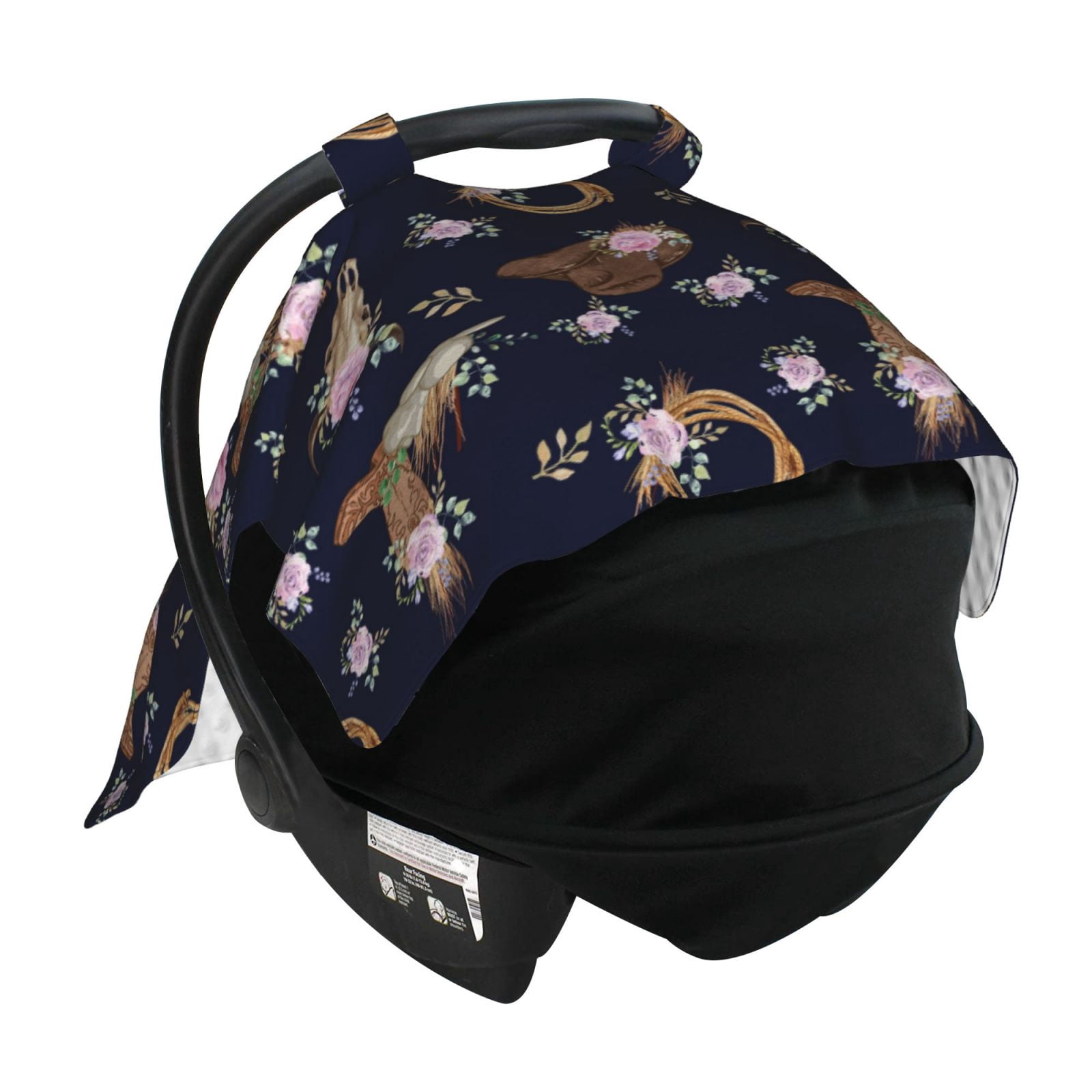 Car Seat Cover Baby - cow skulls cowgirl flowers Breathable Infant Car Seat Cover for Baby Carseat, Lightweight Comfort Baby Essentials Must Haves Newborn Stuff for Girl Boy