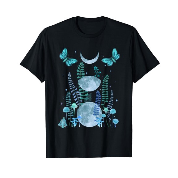 Luna Moth Moon Phases Witchy Dark Academia Aesthetic T-Shirt for Men Women Cotton Summer Tops Fashion Casual Short Sleeves