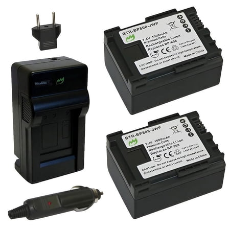 Replacement for Canon VIXIA HF M31 Battery (2-Pack 1000mAh) and Charger with Car Adapter