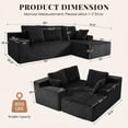 thumbnail image 2 of 96" L-Shape Modular Cloud Couch, 3-Seater Deep Seat Corduroy Sectional Sofa, Black, 2 of 8