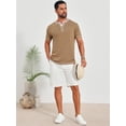 thumbnail image 5 of DARING DIVA Men's Henley V-Neck Colorblock Button Down Short Sleeve T-Shirt S Khaki, 5 of 7