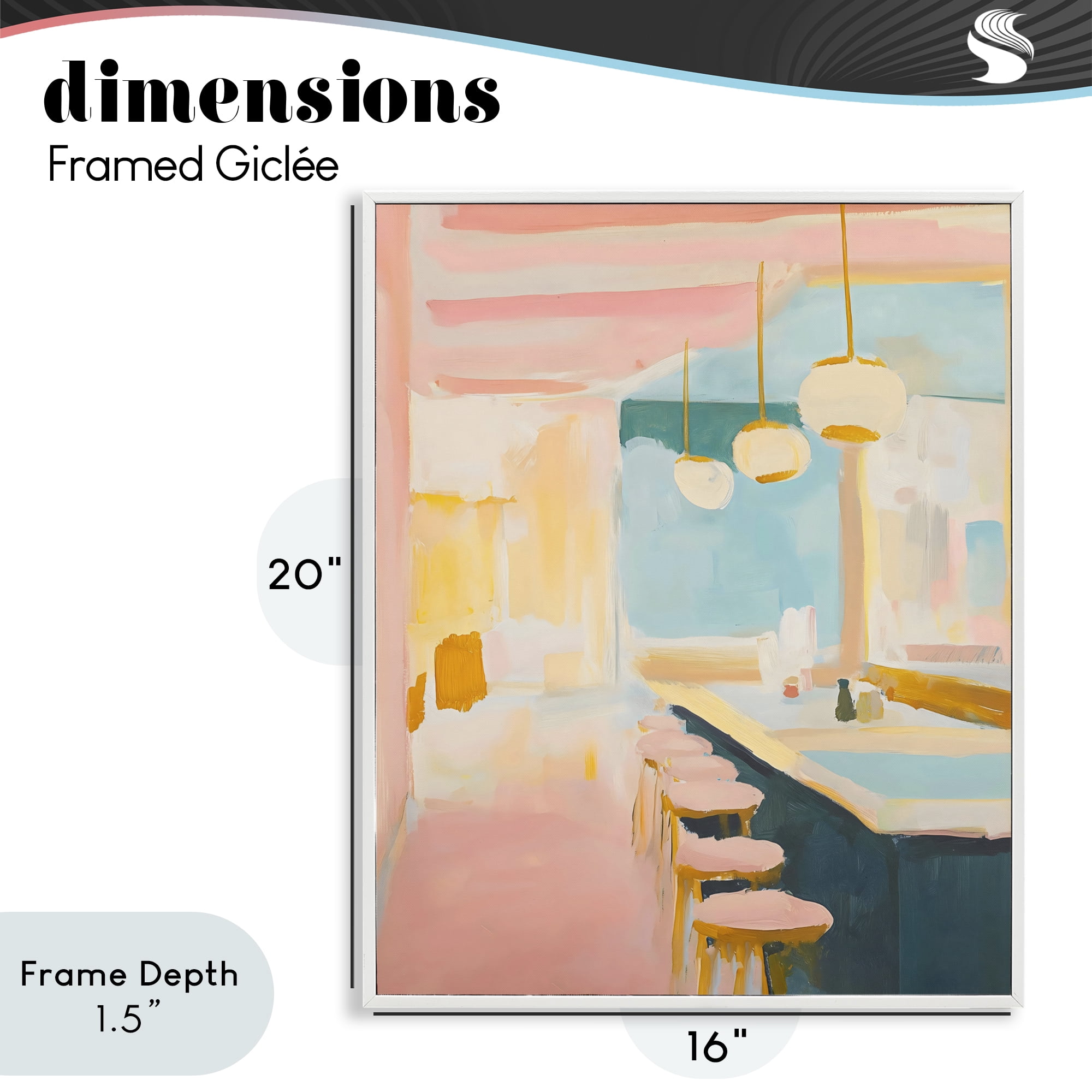 Stupell Industries Pastel Pink Bar Stools White Framed Giclee Art, design by The Prints Vibe