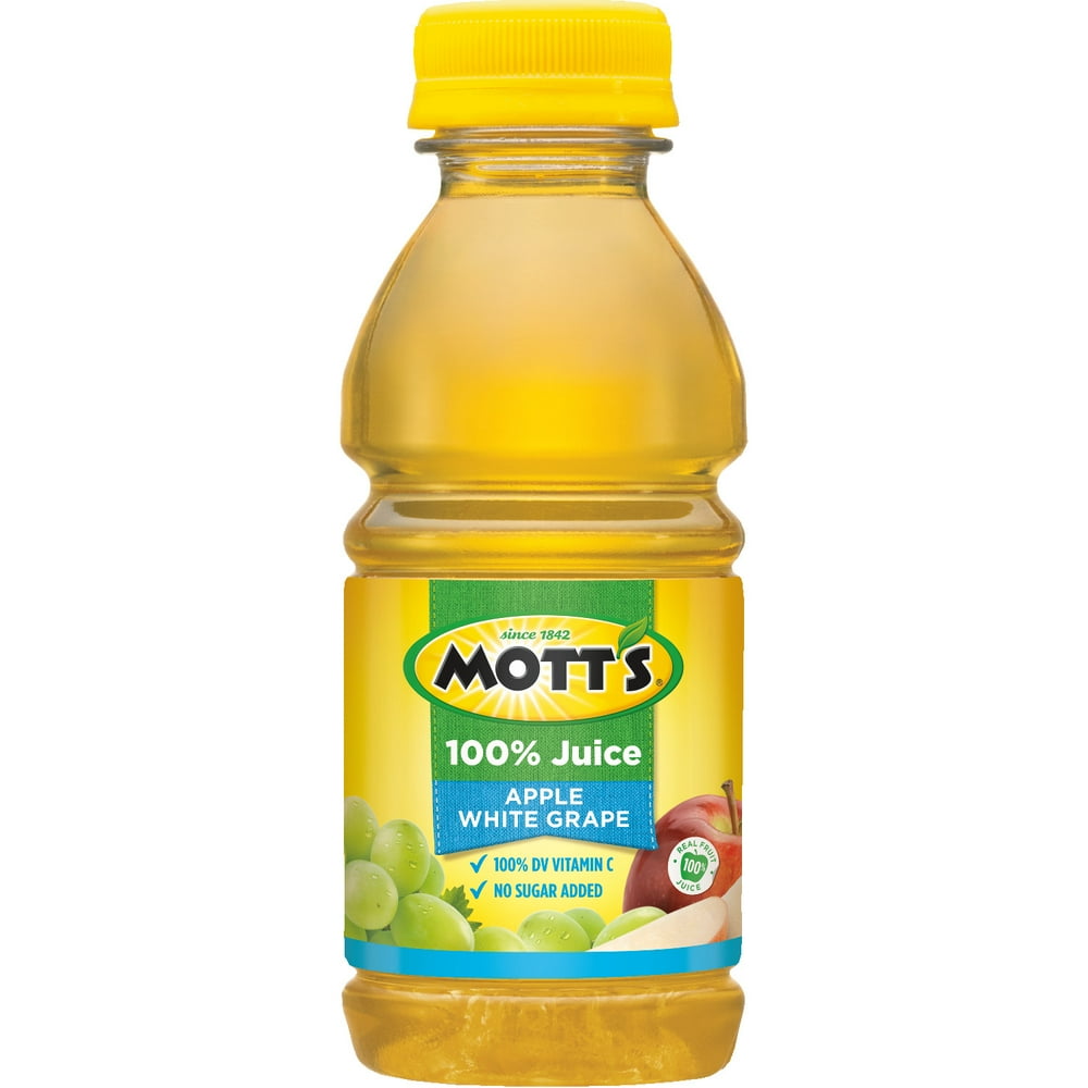 (6 Bottles) Mott's 100 Apple White Grape Juice, 8 fl oz