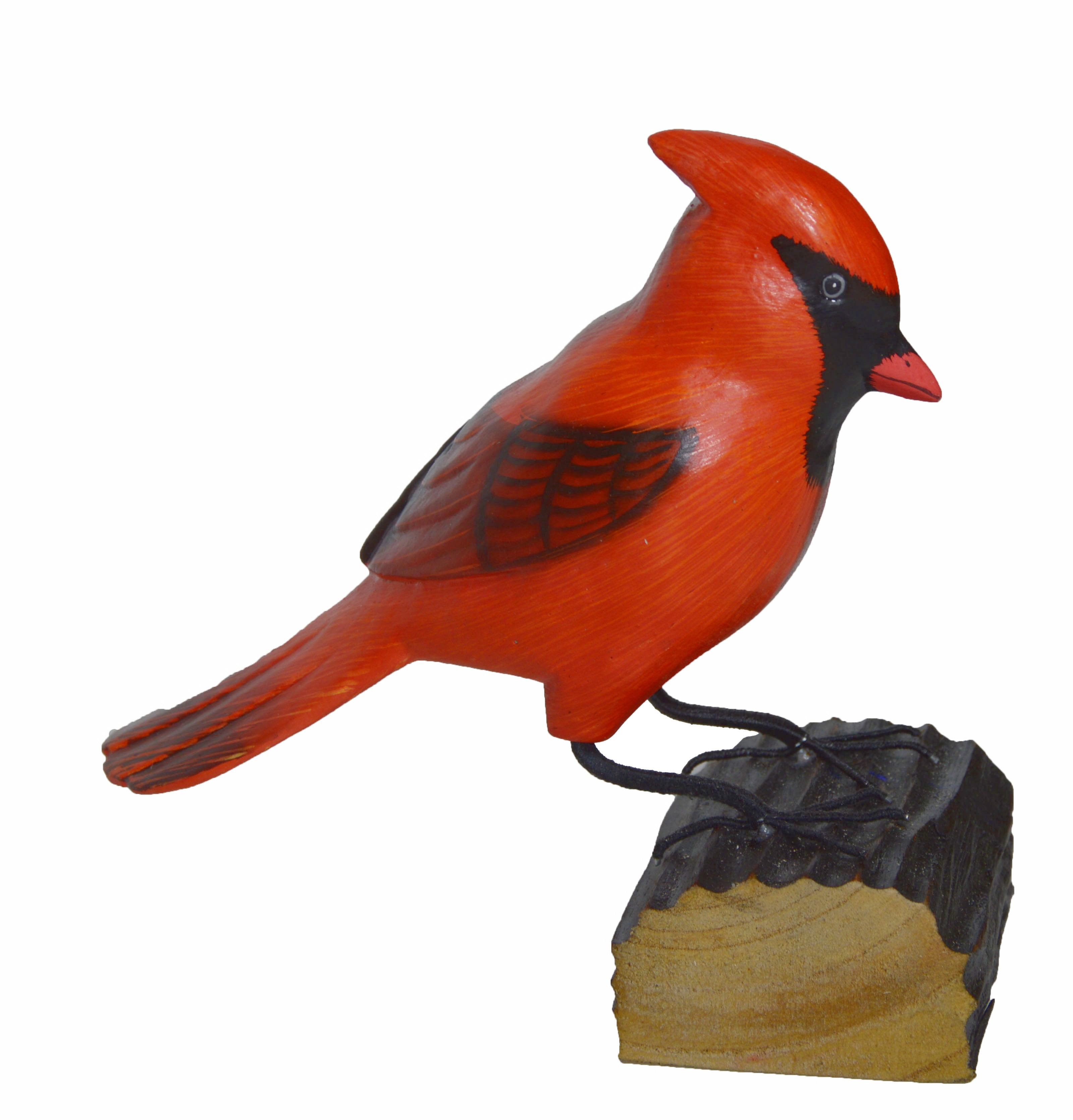 HAND CARVED PAINTED WOOD CARVING CARDINAL BIRD DECOY VINTAGE STYLE Wood ...