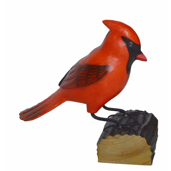 HAND CARVED PAINTED WOOD CARVING CARDINAL BIRD DECOY VINTAGE STYLE Wood Replica Life-Like Figurine