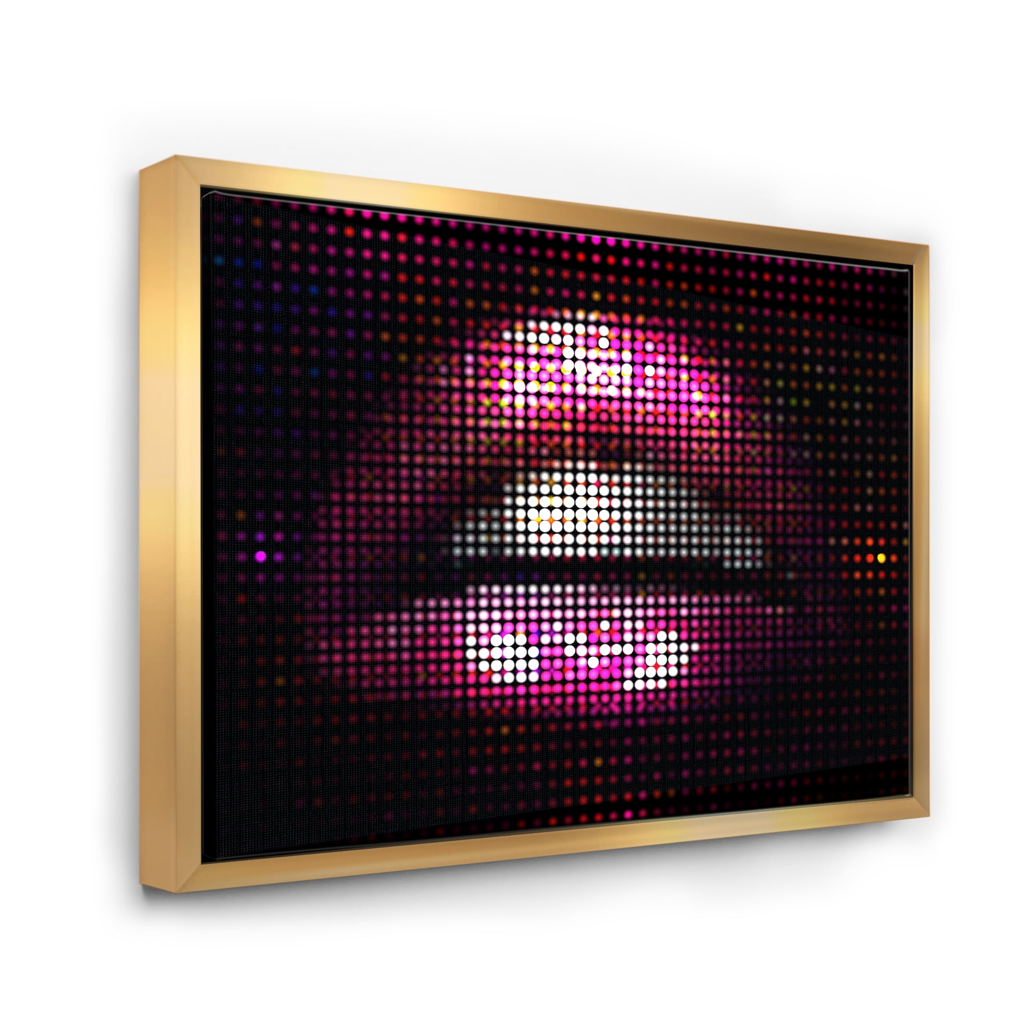 Designart 'Detail Of Pixellated Pink Woman Lips' Modern Framed Canvas Wall Art Print