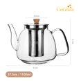 thumbnail image 2 of CNGLASS 1100ml Glass Teapot with Infuser,Clear Glass Tea Kettle with Removable Stainless Steel Strainer,Stovetop Safe Glass Teapot for Blooming and L, 2 of 7