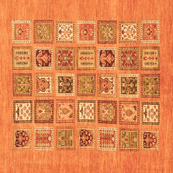 Ahgly Company Indoor Square Abstract Orange Modern Area Rugs, 3' Square