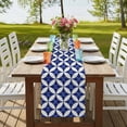 thumbnail image 4 of Table Runners 108 Inches Long Dress Scarves, Retro Rhombus Farmhouse Coffee/Dining/Kitchen Table Runner for Living Room, Morocco Abstract Geometric Art Navy Blue 13x108 Inch, 4 of 9