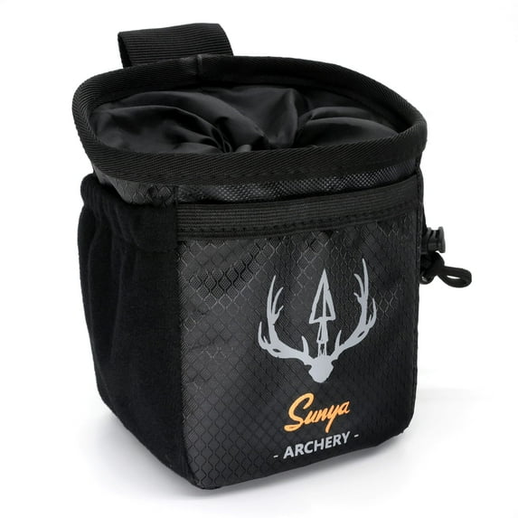 SUNYA Quick Release Pouch & Finger Tab Bag, Multiple Pockets for Storage of Release Aids & Archery Accessories, Fit for Arrow Quiver Belt with Quick Drawstring Closure (Black)…