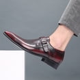 thumbnail image 5 of Men's Formal Oxford Shoes Genuine Leather Monk Strap Business Moccasin Casual Comfortable Slip-On Classic Loafers Red 7 US, 5 of 7