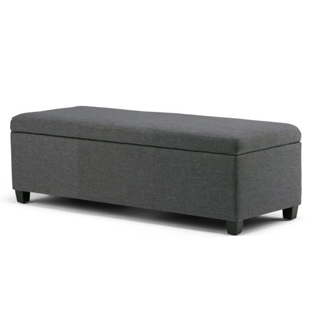 Simpli Home - Avalon Rectangular Polyester Ottoman With Inner Storage - Slate Gray