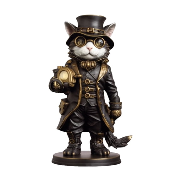 Halloween Inventor Cats Figurine Resins Art Piece With Intricate Victorian Detail For Home Office Desk Shelf Display