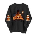 thumbnail image 4 of Ichuanyi Halloween Sweatshirts Women Colorful Pumpkin Ghost Graphic Pullover Shirt Halloween Witch Pumpkin Bat Crewneck Sweater, 4 of 6