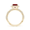thumbnail image 2 of ANGARA Emerald-Cut Lab Grown 3 Ct Ruby Halo Twisted Rope Shank Engagement Ring for Women in 14K Yellow Gold (Size-9x7mm) | July Birthstone, Anniversary, Jewelry Gift for Women | Lab-Grown Ruby Ring, 2 of 7