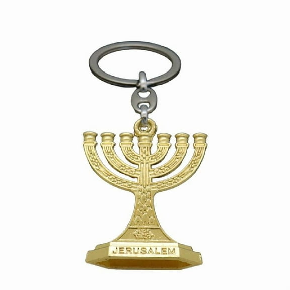 12 Tribes of Israel Menorah Jewish 7 Branch Candle Holder Keychain Jerusalem Temple Religious for Church Bag Pendant
