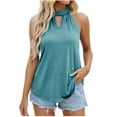 thumbnail image 2 of Njoeus Women Summer Tie Halter Tank Tops Casual Sleeveless Tunic Top Loose Blouses Shirts S-XXL, 2 of 5