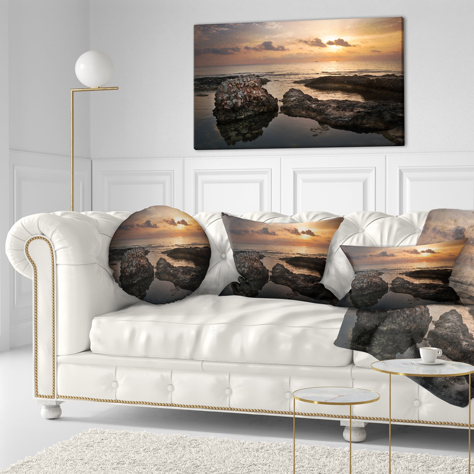 Designart 12" x 20" Brown Polyester Throw Pillow