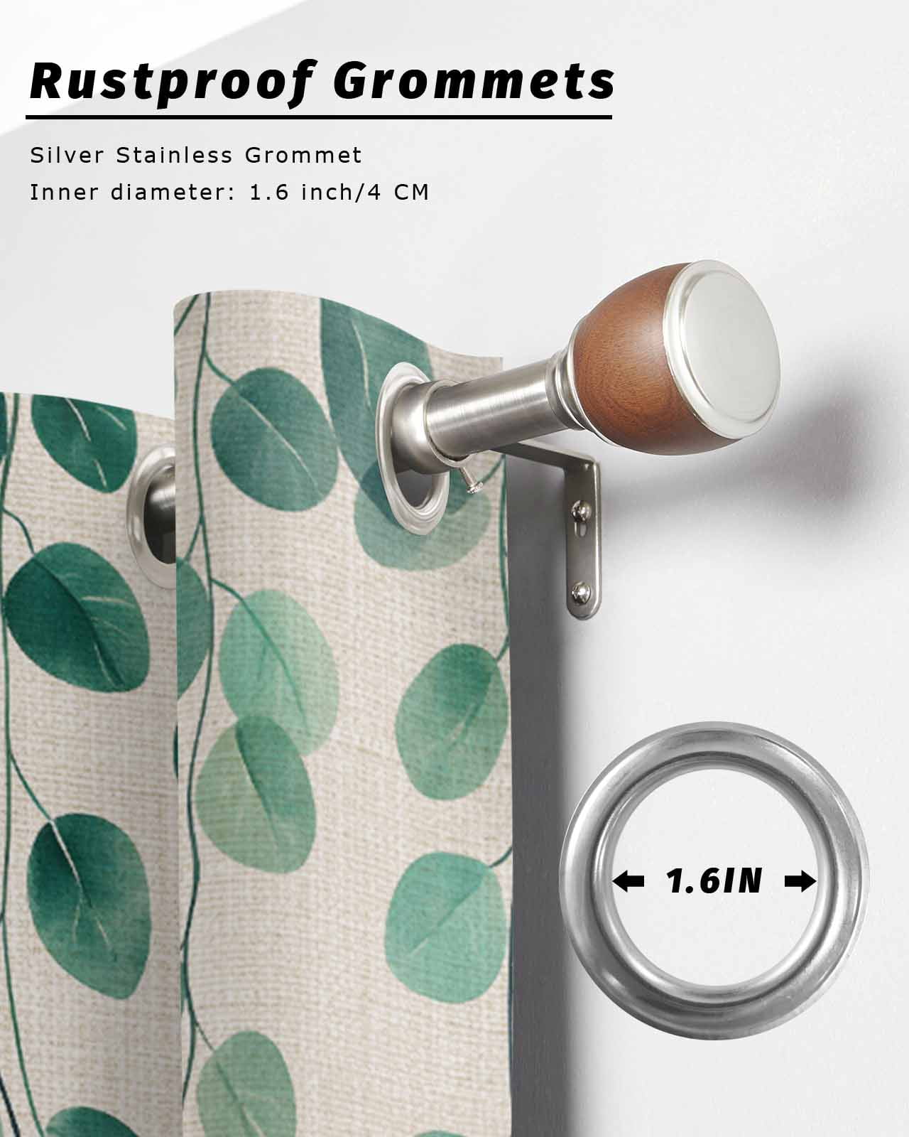 nqOlkjepod Outdoor Curtains for Patio Waterproof, Green Leaves Outdoor Privacy Panels Grommet, Retro Farmhouse Spring Natural Vines Blackout Outside Curtains for Porch/Cabana 54"x95", 2 Panels