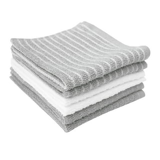 Ribbed Bar Mop Grey Organic Cotton Dishcloths, Set of 4