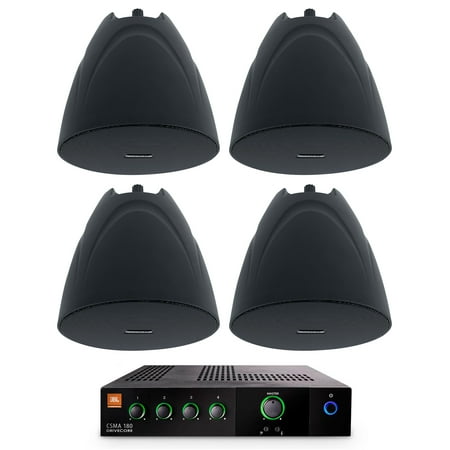 JBL CSMA 180 Commercial 70v Amplifier+(4) Black 5.25" Hanging Pendant Speakers