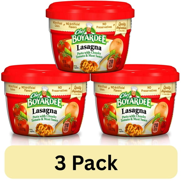 (3 pack) Chef Boyardee Lasagna, Microwave Pasta, 7.5 oz Bowl