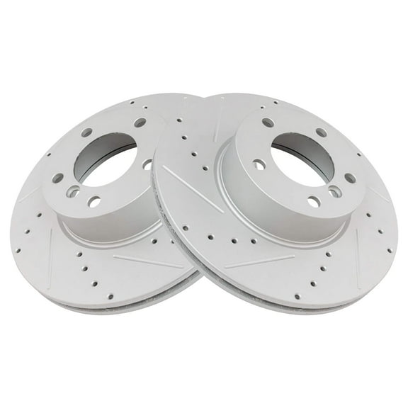 TRQ Front Performance Brake Rotor Drilled Slotted Pair Set for 2012-2017 BMW 320i / 2007-2016 BMW 328i / 2009-2016 BMW 328i xDrive / 2007-2008 BMW 328xi / 2012-2015 BMW X1