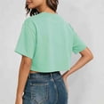 thumbnail image 4 of Yuanlong Womens Tshirts Round Neck Short Sleeve Summer Cropped T Shirts Solid Color Loose Fit Minimalist Sporty Basic Tees, 4 of 6