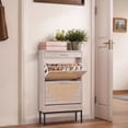 thumbnail image 5 of Natural Rattan Shoe Storage Cabinet with 2 Flip Drawers Wood Entryway Shoe Rack, 5 of 16