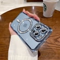 thumbnail image 1 of High-grade Glitter Rhinestones Phone Case For iPhone 16 15 11 12 13 14 Pro Max 16 Plus Magsafe Magnetic Clear Lens Protect Cover Blue For iPhone 15 Pro, 1 of 6