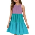thumbnail image 1 of Robe Sans Manches à Blocs de Couleur pour Grandes Filles, Robe Patineuse Décontractée d'Été Évasée, Vêtements Taille 11-12T, 1 of 7