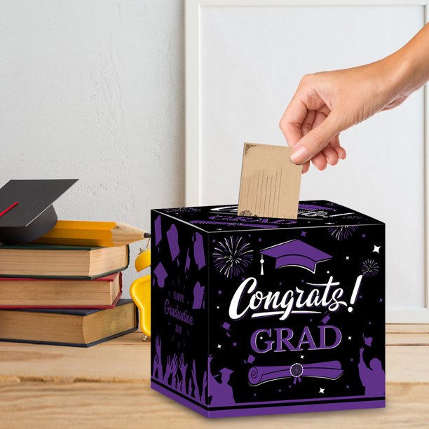 Xihbxyly Caja para Tarjetas de Graduación 2025, Caja de Regalo Grande para La Clase 2025, Casete de Papel Resistente, Decoración para Fiesta de Graduación, Diseño En Dorado Negro, Amplia Aplicación,