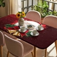thumbnail image 3 of Merry Christmas Table Cloths for 6 Foot Rectangle Tables, Winter Xmas Pine Needle Sparkle Bells Patio Waterproof Elastic Fitted Tablecloths, Washable Rectangular Table Cover for Camping, 3 of 8