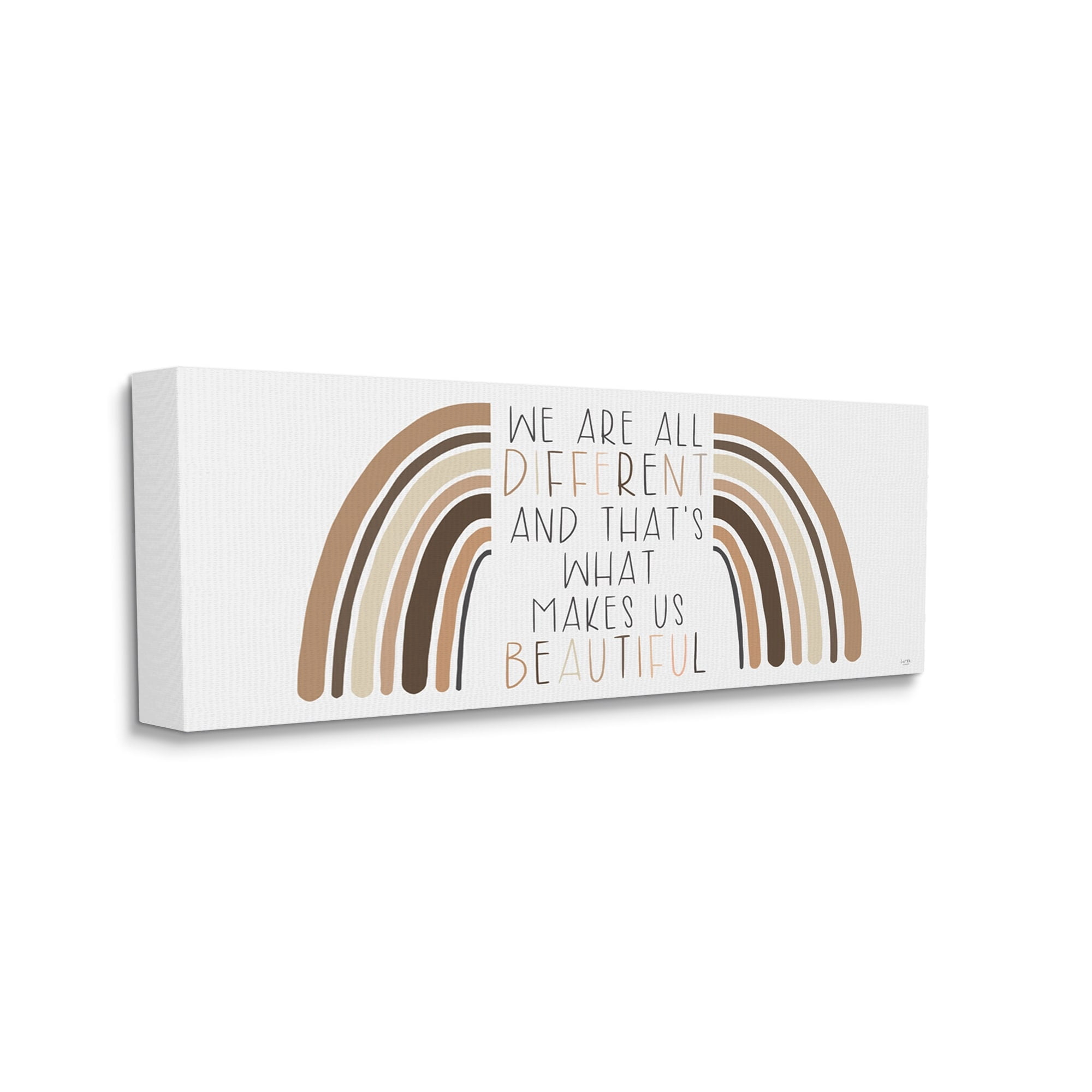 Stupell Industries Different Is Beautiful Motivational Quote Neutral Tone Rainbow Kids Painting Gallery-Wrapped Canvas Print Wall Art, 40 x 17, Design by Lux + Me Designs