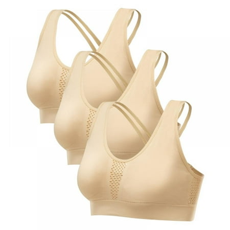 

3 Pack Women s Medium Support Cross Back Wirefree Removable Cups Yoga Sport Bra
