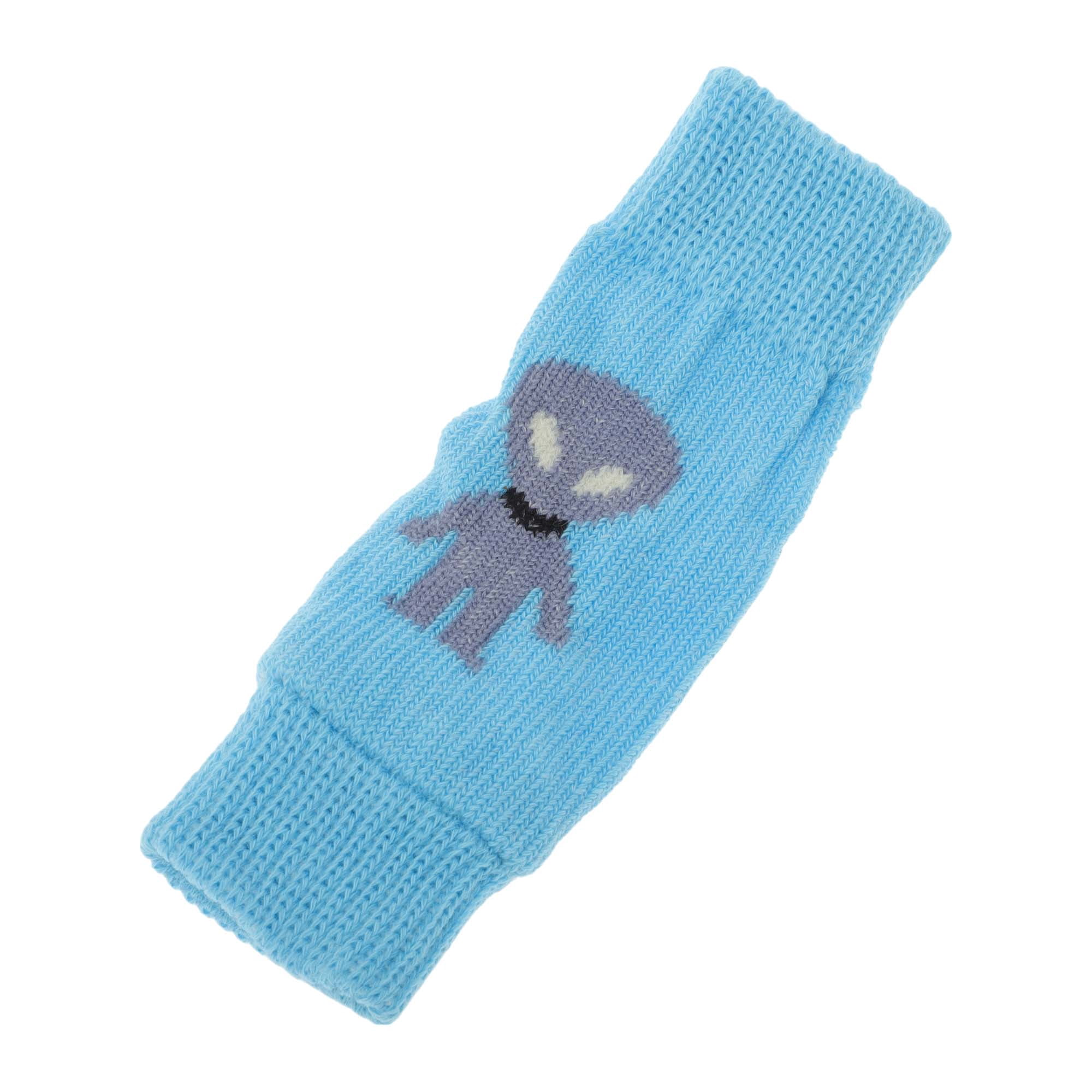 Unique Bargains Pack of 4 Dog Soft Knitted Socks Joint Protection Blue Alien Large