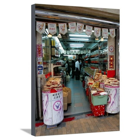 Ginseng Shop, Wing Lok Street, Sheung Wan, Hong Kong Island, Hong Kong, China Stretched Canvas Print Wall Art By Amanda