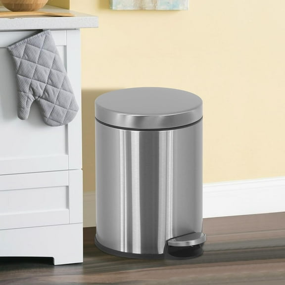 CL.HPAHKL Mini Bathroom Trash Can with Lid, Stainless Steel 1.6 Gallon Garbage Can with Removable Inner Basket, Portable Pedal Trash Bin Waste Basket for Bathroom, Office, Kitchen