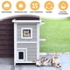 thumbnail image 5 of Costway Casita para Gatos Casa de Madera 2 Niveles para Gatitos con Panel Desmontable Techo Asfaltado 3 Puertas 2 Plataformas 51 x 51 x 81 cm, 5 of 10