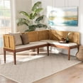 thumbnail image 6 of bali & pari Tabanan Brown Rattan Acacia Wood 2-Piece Dining Nook Banquette Set, 6 of 8