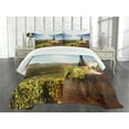 thumbnail image 3 of Ambesonne Wine Quilted Bedspread Set 3 Pcs, Famous Chianti Vineyard, King Size, Green Brown Pale Blue, 3 of 5