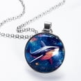 thumbnail image 2 of Starry Shark Glass Circular Pendant Necklace for Women - Elegant Glass Design Womens Necklace, 2 of 5